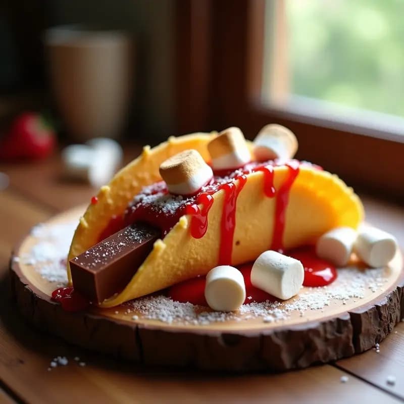 Taco de Chocolatinas con Salsa de Fresa y Marshmallows: Postre Mexicano para Niños (y Adultos)
