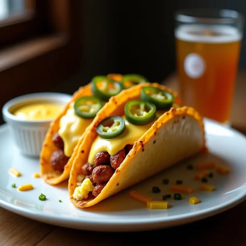 Taco de Chorizo y Queso Fundido con Salsa de Queso y Jalapeños: Receta para Microondas