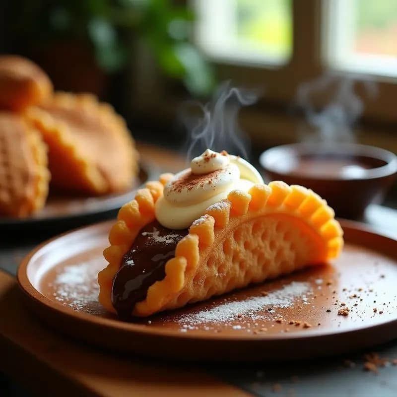 Taco de Churros Relleno de Chocolate y Queso Crema: Postre Mexicano en Versión Salada