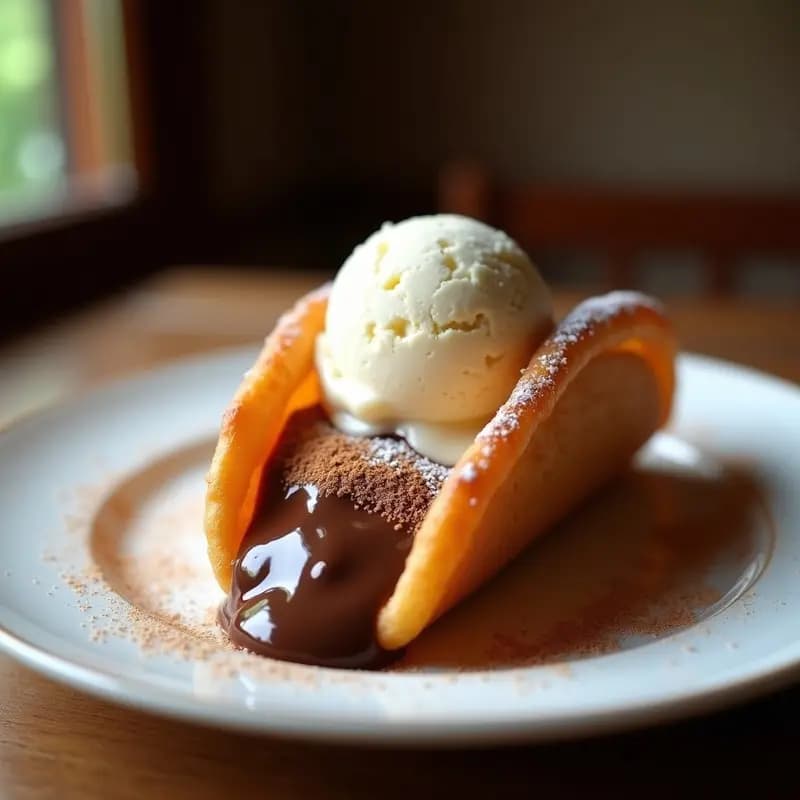 Taco de Churros Rellenos de Nutella y Helado: Postre Mexicano-Alemán Hiperdulce