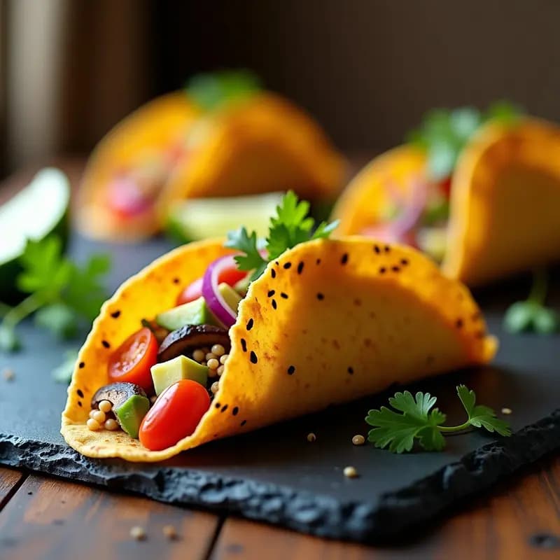 Taco con Cono de Parmesano y Ceviche de Champiñones: Entrante Crujiente Sin Carbohidratos