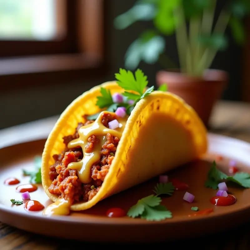 Taco Cono de Queso Fundido con Carne de Jackfruit: Snack Mexicano Vegano en Microondas