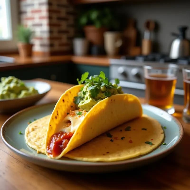 Taco Dorado de Queso con Salsa de Chipotle y Guacamole: Crunch Pure en Cada Bocado