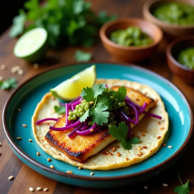 Taco de Dorado con Salsa Verde y Repollo Morado: Receta Mexicana de Mariscos Fresca