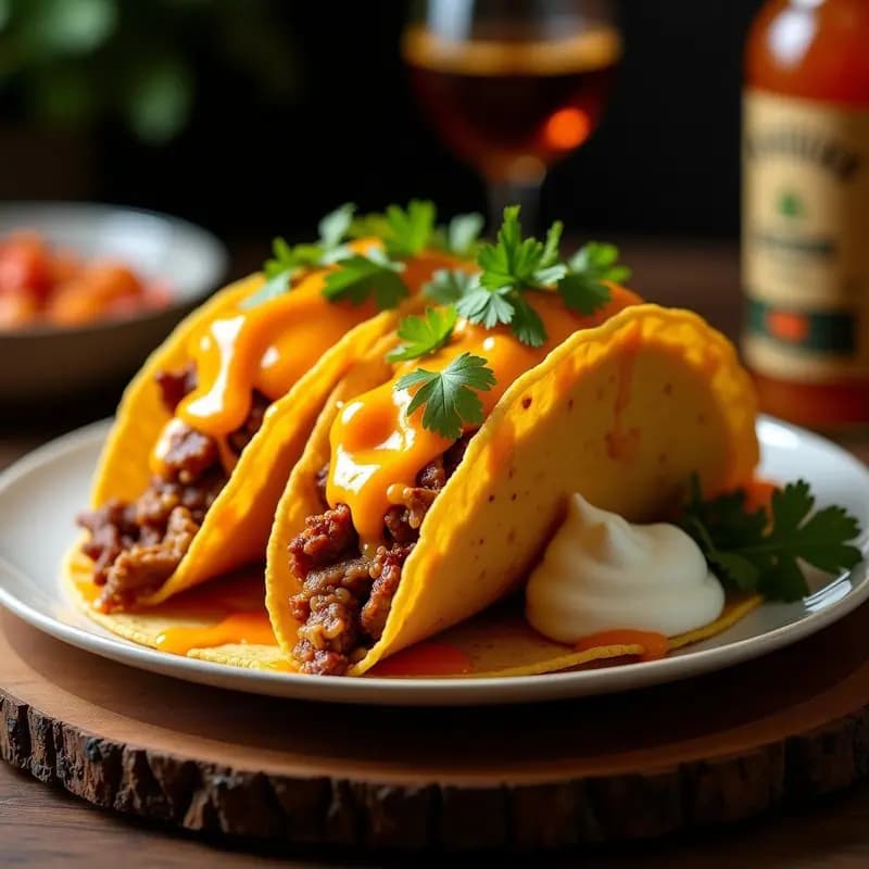Taco Gigante de Carnitas con Queso Fundido y Salsa de Mango Habanero: Explosión de Sabores