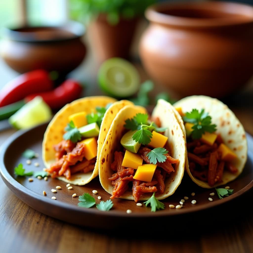 Taco de Jackfruit Desmenuzada con Salsa de Chipotle: Receta Vegana Mexicana en Olla Lenta