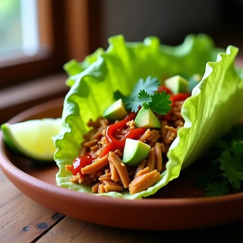 Taco de Lechuga con Carne de Jackfruit Desmenuzada: Receta mexicana vegana sin maíz