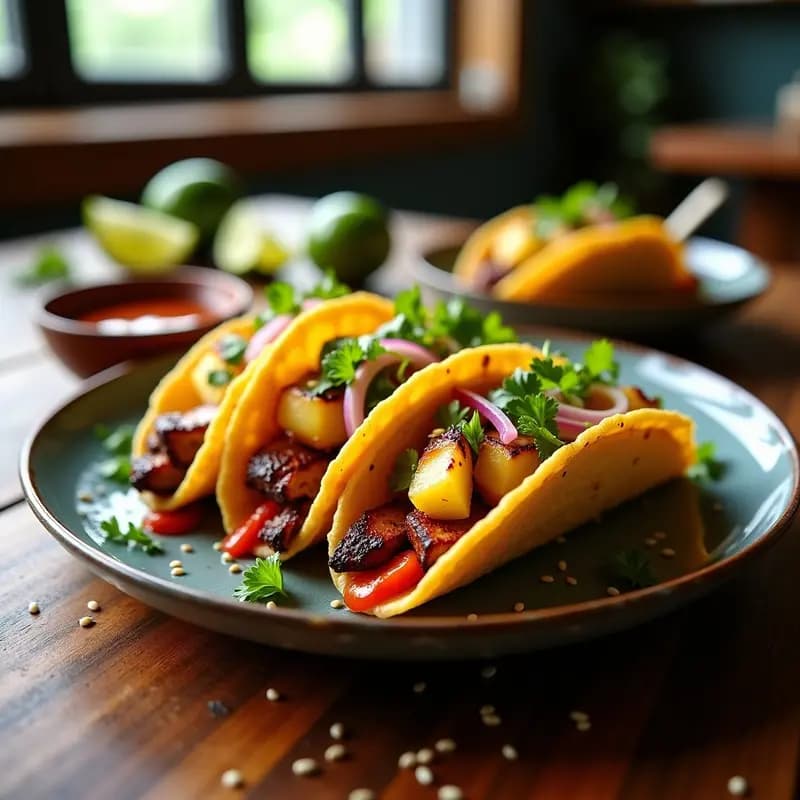 Taco Al Pastor Coreanizado: Carne de Cerdo Marinada en Gochujang con Piña