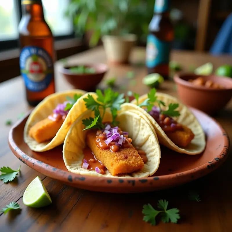 Taco de Pescado a la Baja: Receta Mexicana con Rebozado Crujiente y Salsa Chipotle