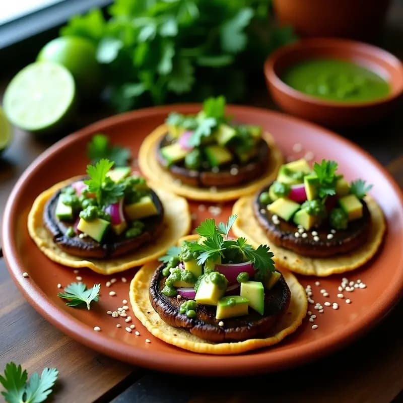 Taco de Hongo Portobello con Chimichurri: Receta Mexicana Vegana y Alta en Hierro