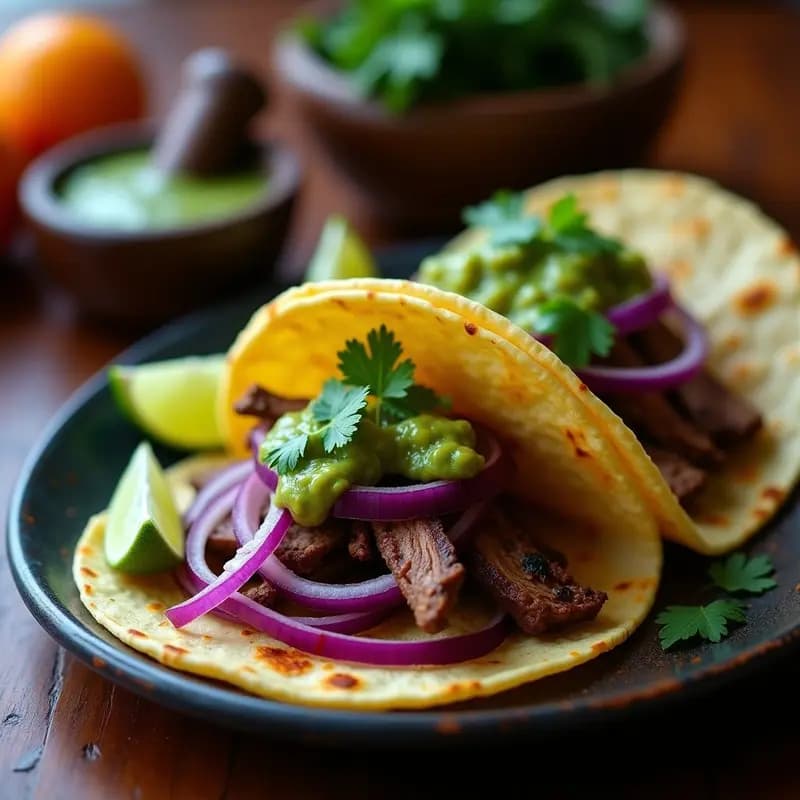 Taco de Suadero Estilo CDMX con Cebolla Morada y Salsa Verde: Receta Mexicana Tradicional