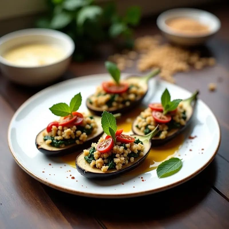Tacones Altos de Berenjena Rellena de Quinoa: Receta Vegana y Alta en Proteína en 30 Minutos