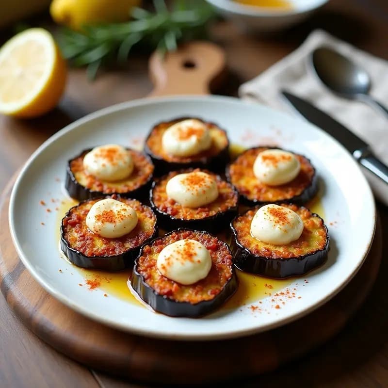 Tacones de Berenjena Ahumada con Queso de Cabra: Receta Vegana Crujiente en 20 Minutos