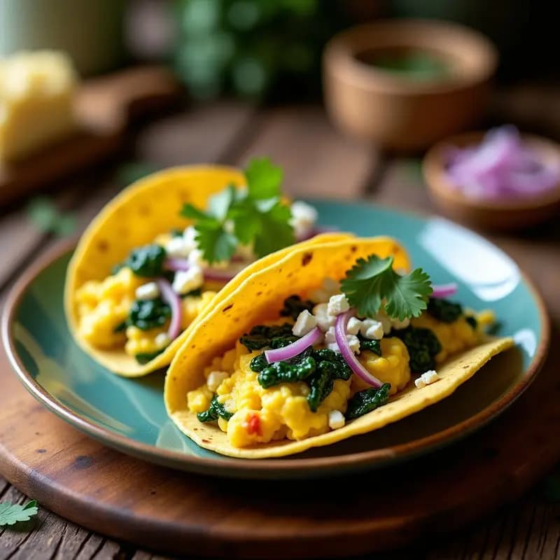 Tacos de Huevos Revueltos con Espinacas: Receta en Airfryer sin Aceite en 12 Minutos