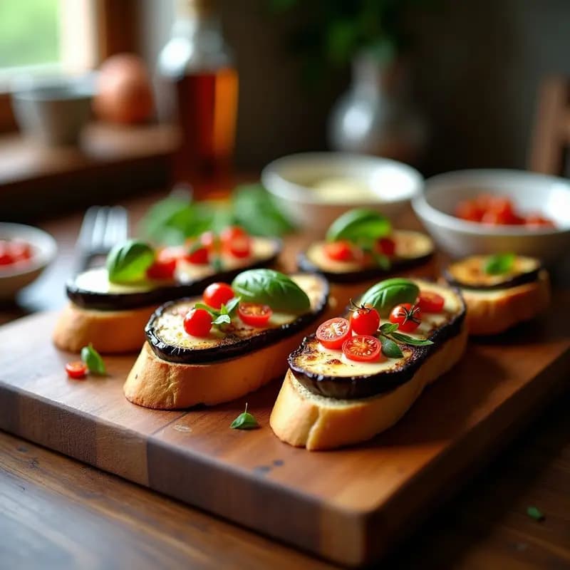 Tacones de Pan Casero con Berenjena Asada: Receta Rápida y Sin Horno para Aperitivos Gourmet