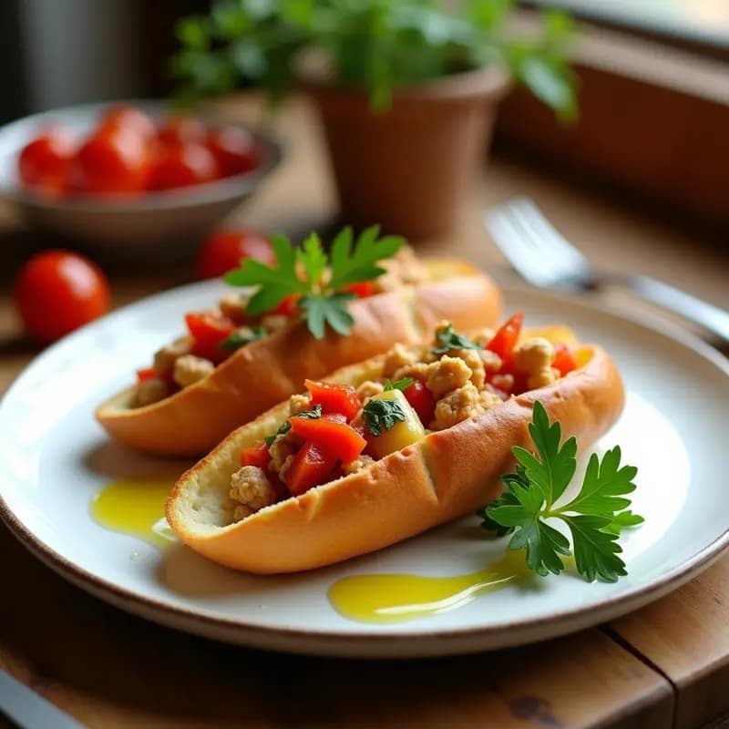 Tacones de Pan Casero Rellenos de Atún y Pimientos: Receta Rápida y Sin Horno