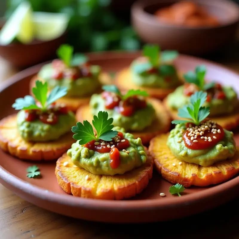 Tacones de Plátano Macho con Guacamole y Salsa de Chipotle: Receta Mexicana Vegana en Airfryer