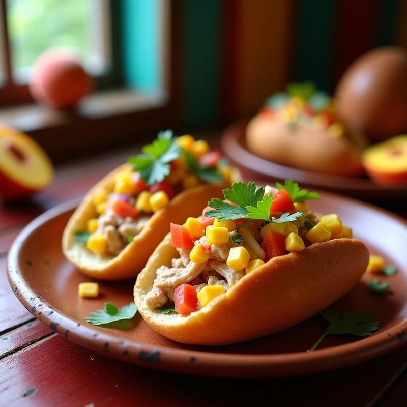 Tacones Rellenos de Atún y Huevo: Receta Mexicana con Durazno en 20 Minutos