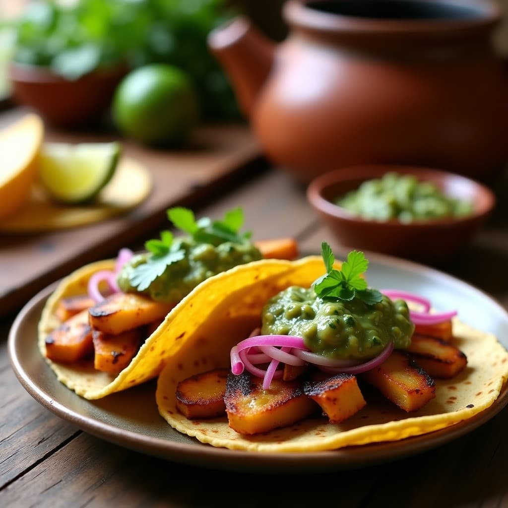 Tacos de Agave Asado y Queso de Cashew: Receta Mexicana Vegana con Toque Ahumado