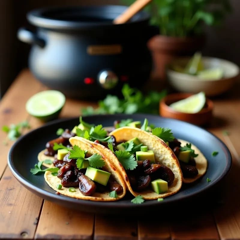 Tacos Ahumados de Hongos Shimeji: Receta en Olla Lenta con Sabor a Leña