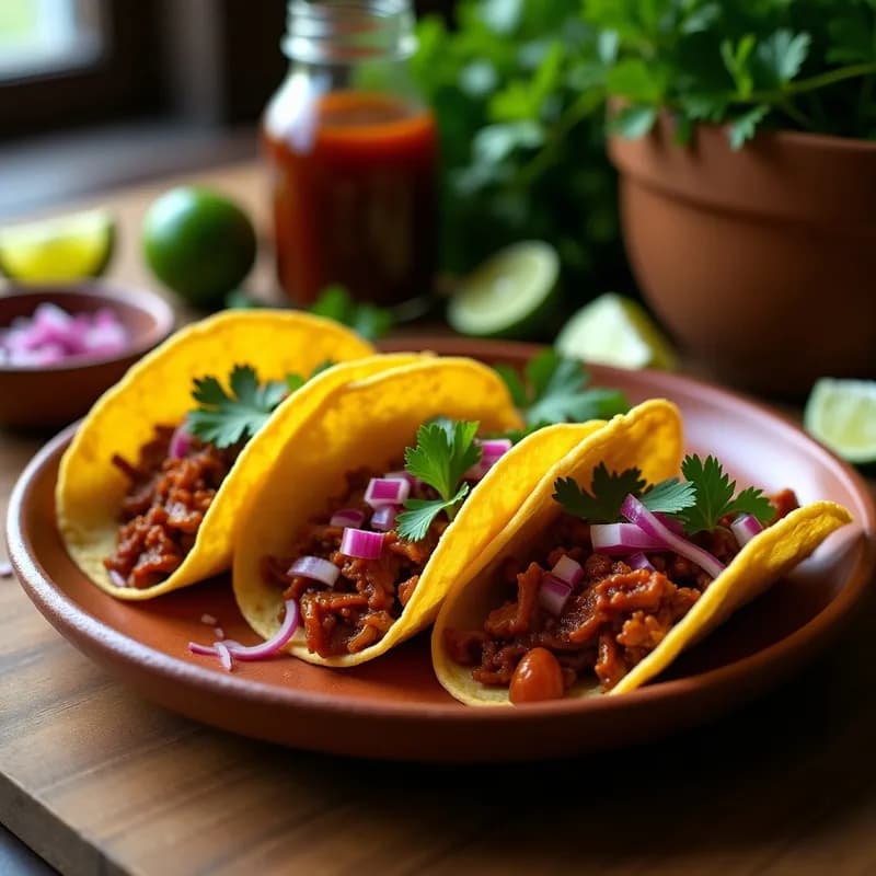 Tacos Ahumados de Jackfruit al Adobo Negro: Receta Vegana en 25 Minutos