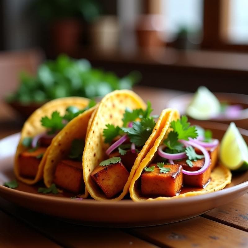 Tacos de Tofu Ahumado en Adobo Casero: Receta Vegana Rápida y Alta en Proteína