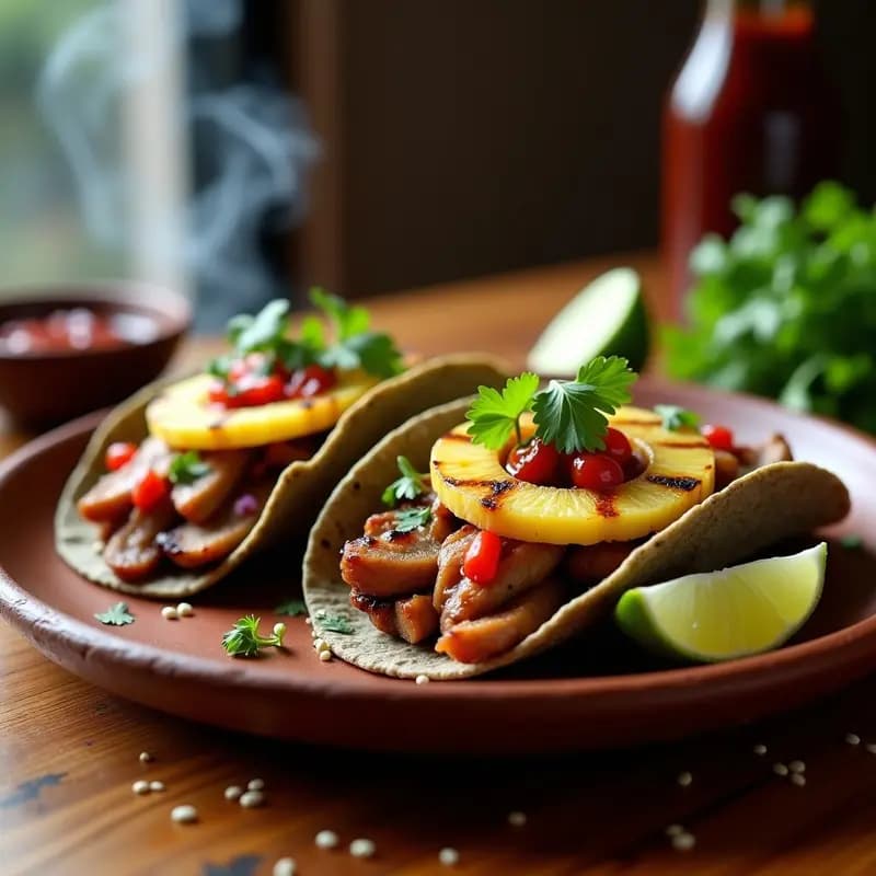 Tacos Al Pastor de Cerdo Marinada con Piña: Receta Mexicana en Trompo Casero