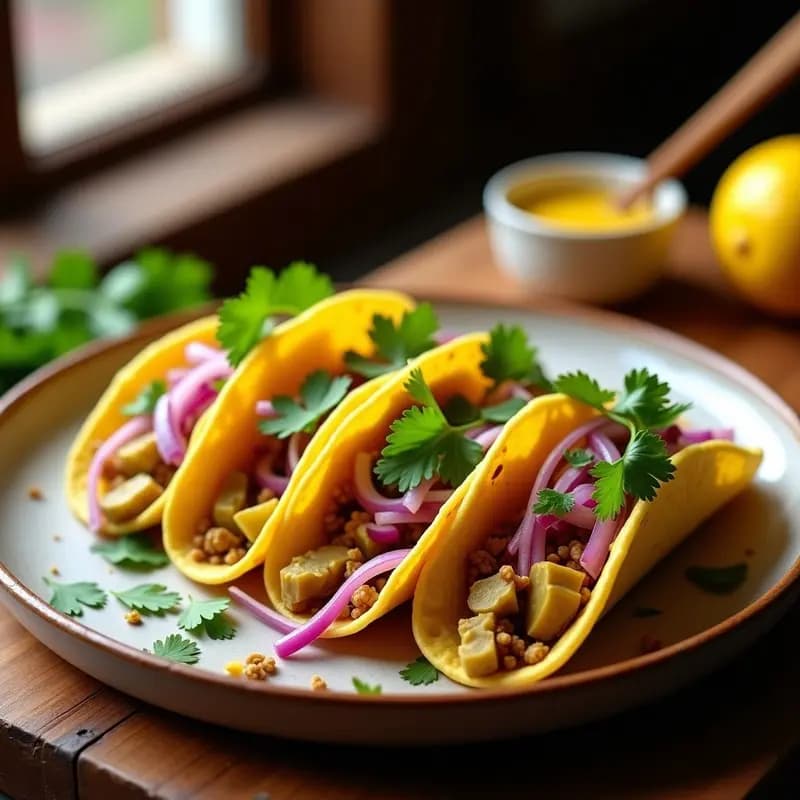 Tacos de Alcachofa y Queso de Caju con Salsa de Limón Confitado: Receta Vegana Gourmet en Airfryer