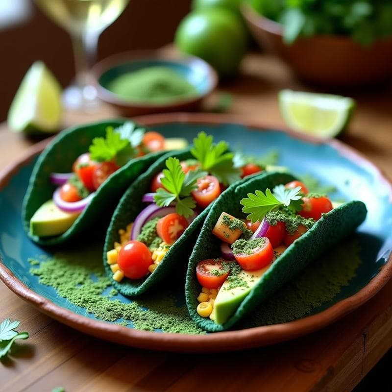 Tacos de Alga Espirulina y Queso Vegano: Receta Mexicana Alta en Proteína en 15 Minutos