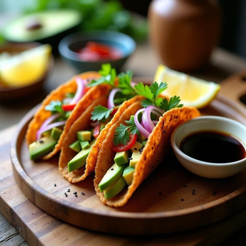Tacos de Alga Nori y Aguacate: Receta Japonesa-Mexicana Crujiente en 15 Minutos