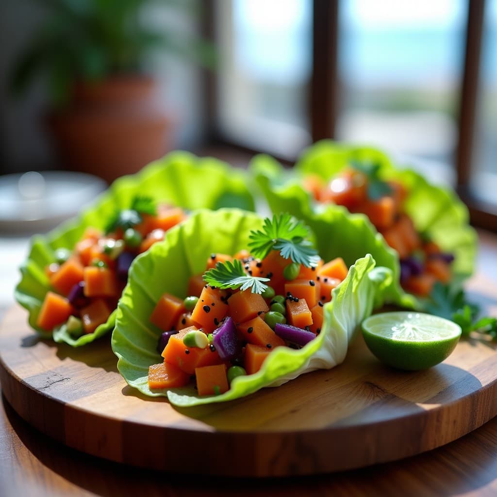 Tacos de Algas Espirulina y Ceviche de Zanahoria: Receta Crudivegana con Sabor a Mar
