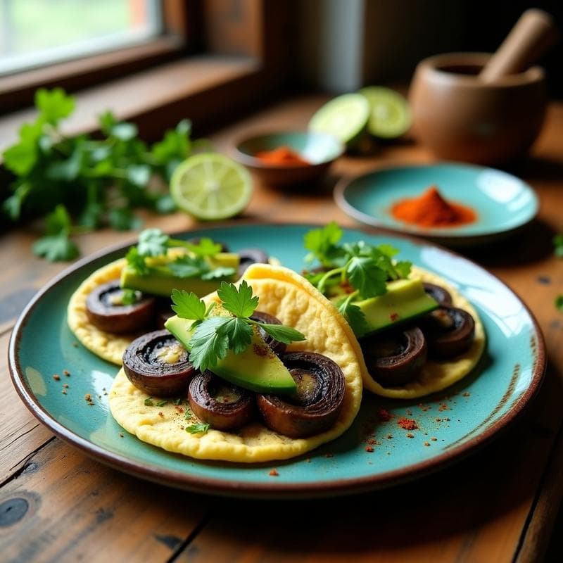 Tacos de Algas Espirulina y Champiñones: Receta Mexicana Vegana y Alta en Proteína