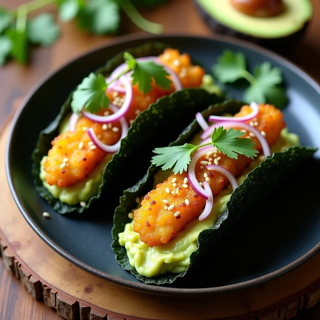Tacos de Algas Nori con Relleno de Aguacate y Surimi de Coliflor: Receta Fusion Keto en Airfryer