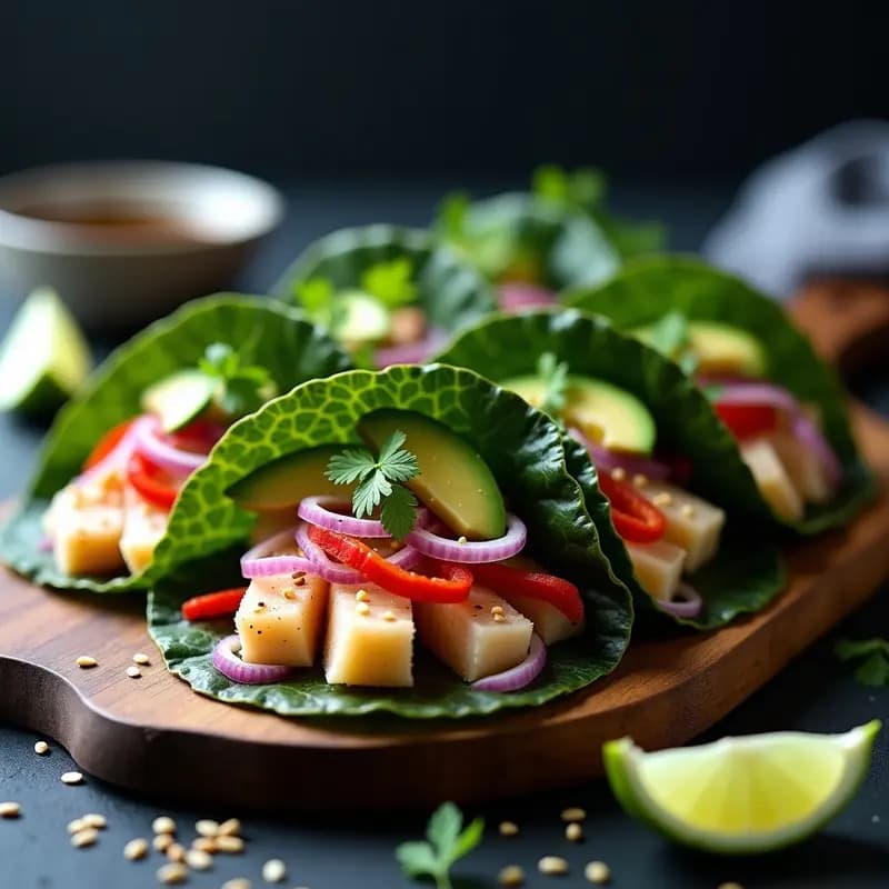Tacos de Algas Nori con Ceviche de Corvina: Receta Fusion Peruana-Japonesa Sin Gluten