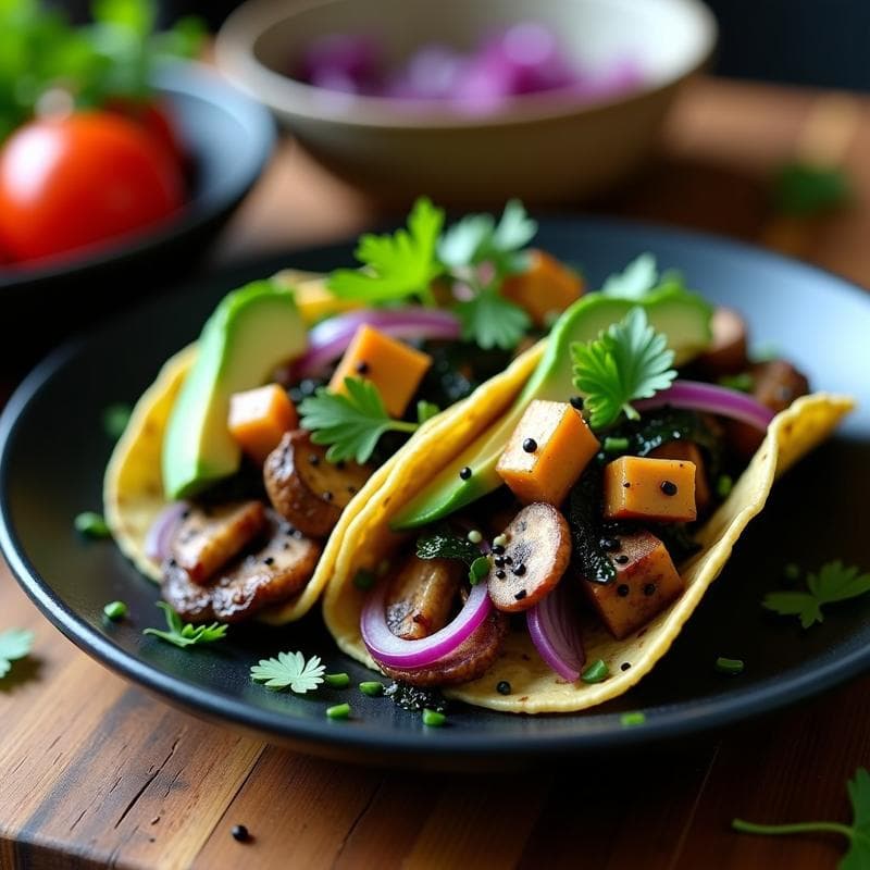 Tacos de Algas Nori y Champiñones Shitake: Receta Vegana Alta en Yodo en Airfryer