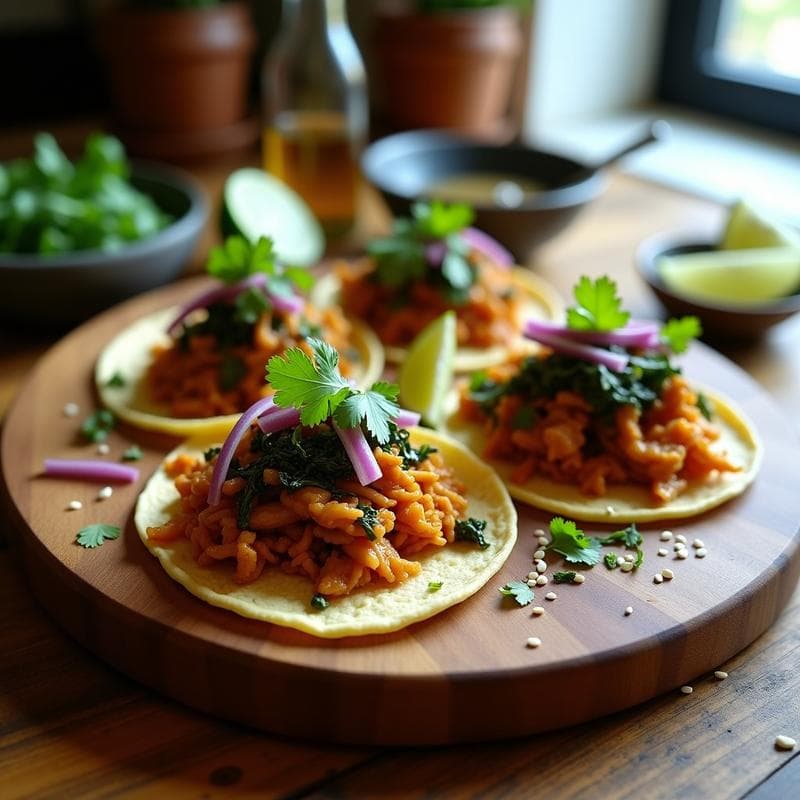 Tacos de Algas Nori y Jackfruit con Salsa de Miso: Receta Vegana en Airfryer