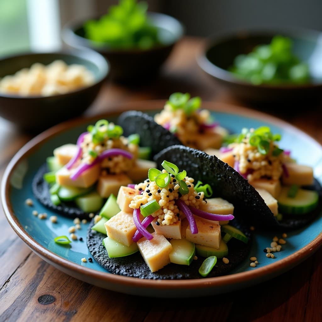 Tacos de Algas Nori y Pescado Blanco con Salsa de Yuzu: Receta Japonesa Alta en Omega-3 en 20 Minutos