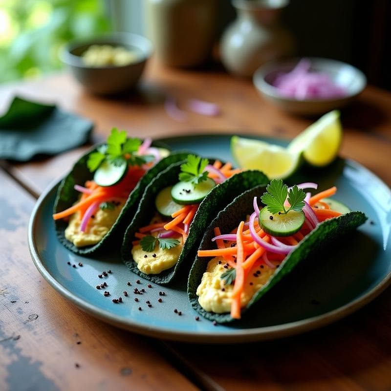 Tacos de Algas Nori y Queso de Anacardo: Receta Vegana Sin Gluten con Toque Umami