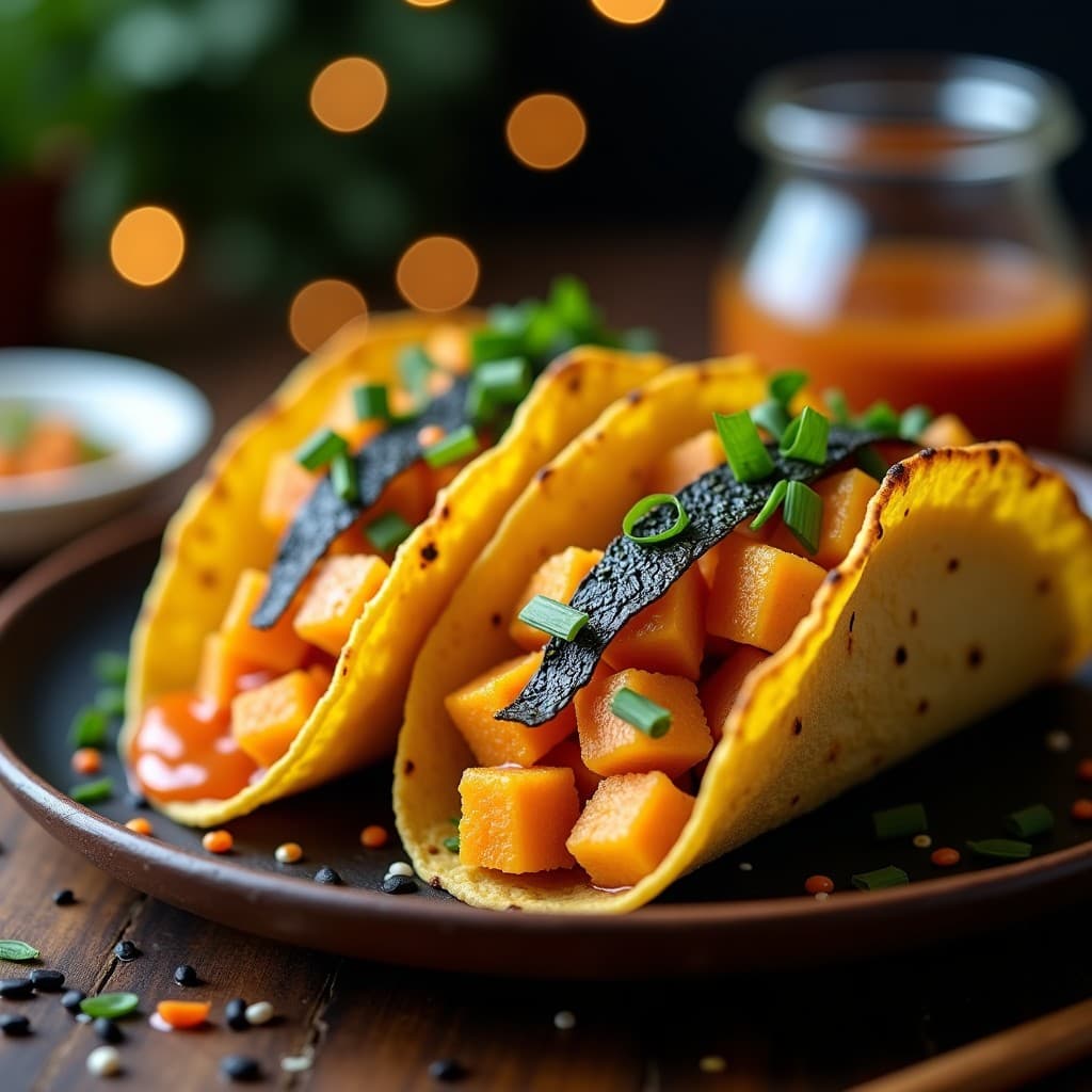 Tacos de Algas Nori y Tempura de Calabaza: Receta Vegana Japonesa Crujiente en Airfryer