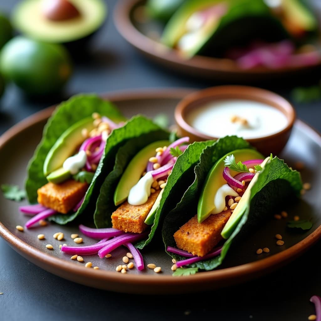 Tacos de Algas Nori con Tofu Marinado en Adobo: Receta Vegana Japo-Mexicana en Airfryer
