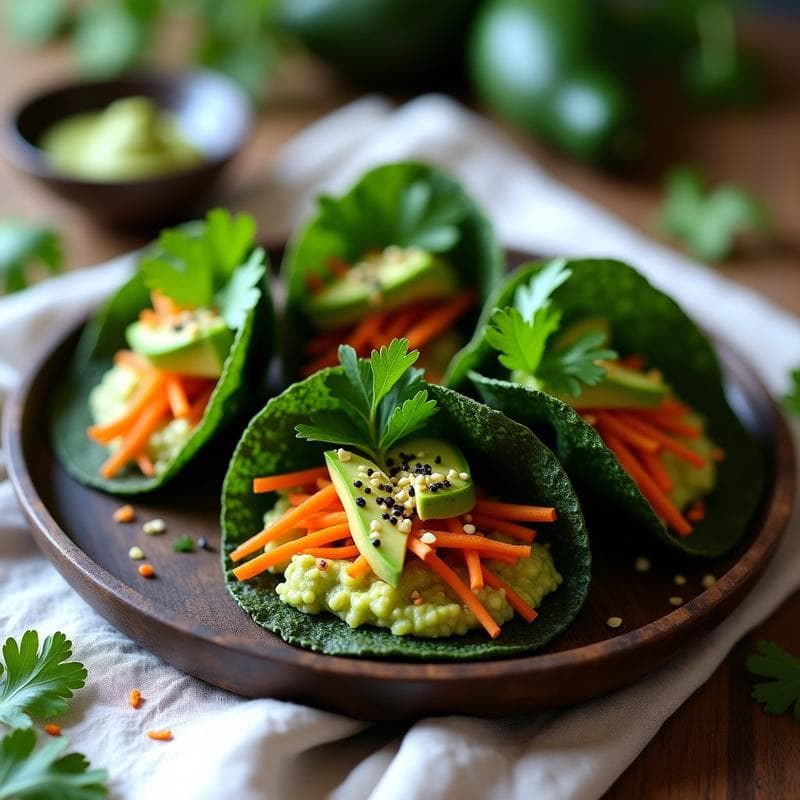 Tacos de algas nori con wasabi y aguacate: Receta crudivegana alta en yodo en 15 minutos