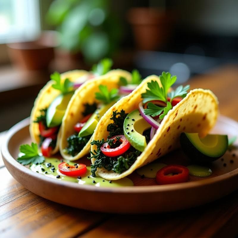Tacos de Algas Wakame y Aguacate: Receta Vegana en Airfryer con Salsa de Wasabi