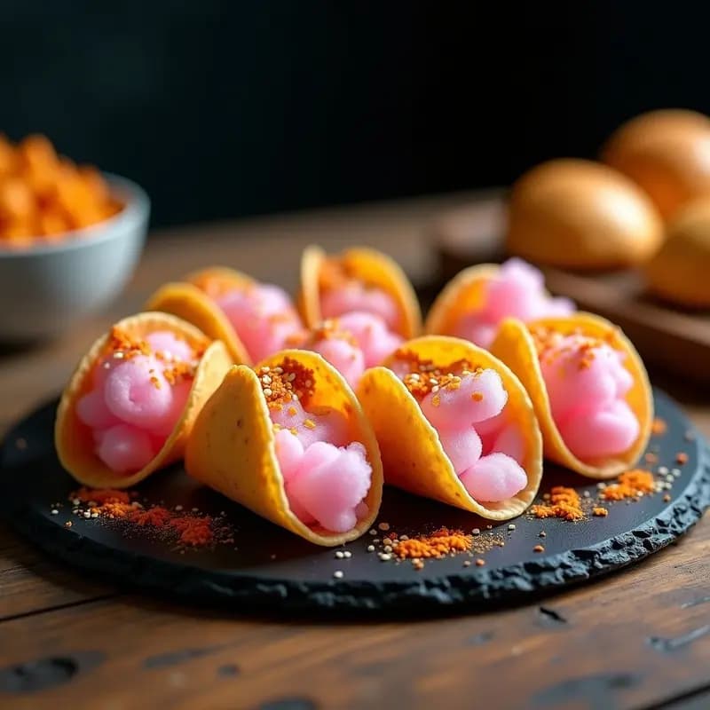 Tacos de Algodón de Azúcar y Chili en Polvo: Snack Mexicano Dulce-Picante para TikTok