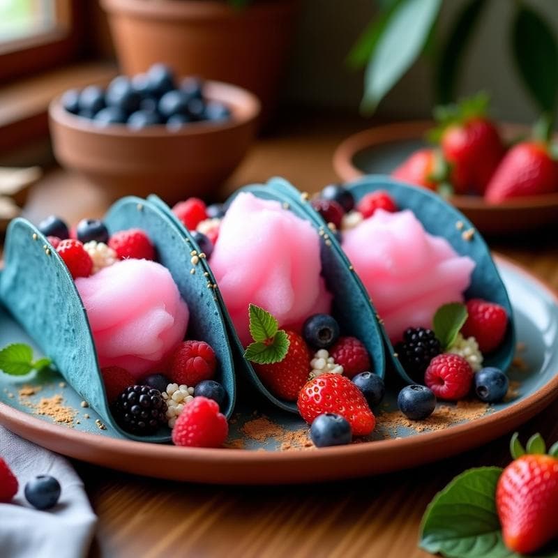 Tacos de Algodón de Azúcar y Frutos Rojos: Postre Mexicano Viral en 10 Minutos