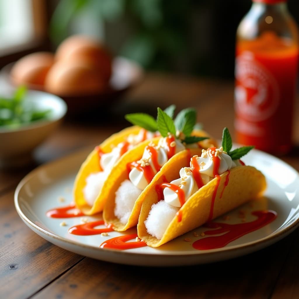Tacos de Algodón de Azúcar y Sriracha: Receta Daring de Postre Picante Coreano-Mexicano