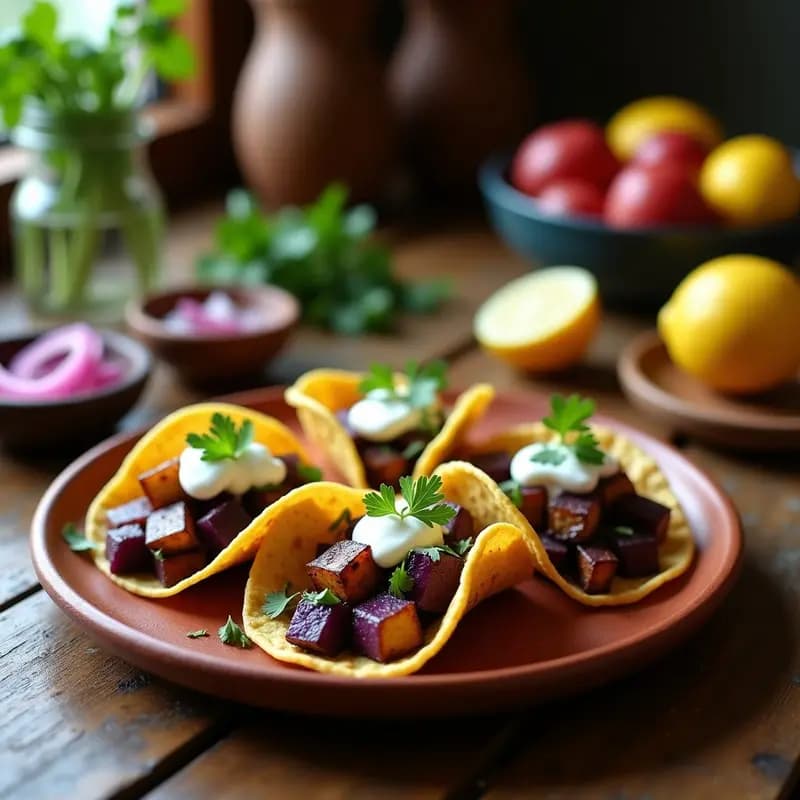 Tacos de Anchoas Ahumadas y Patata Morada: Receta Rápida con Toque Gourmet en 20 Minutos