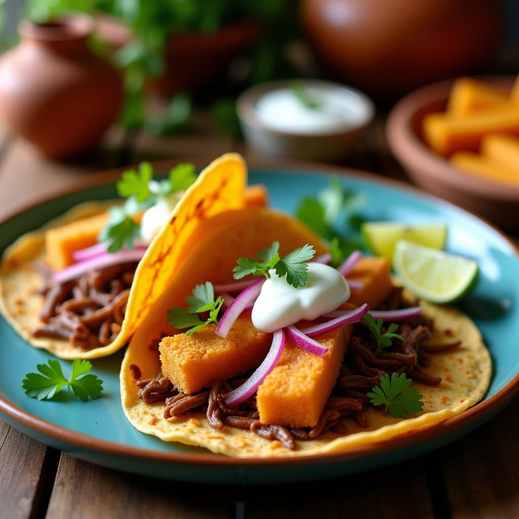 Tacos de Raíces de Apio Nabos con Carne de Res Deshebrada: Receta Mexicana en Airfryer