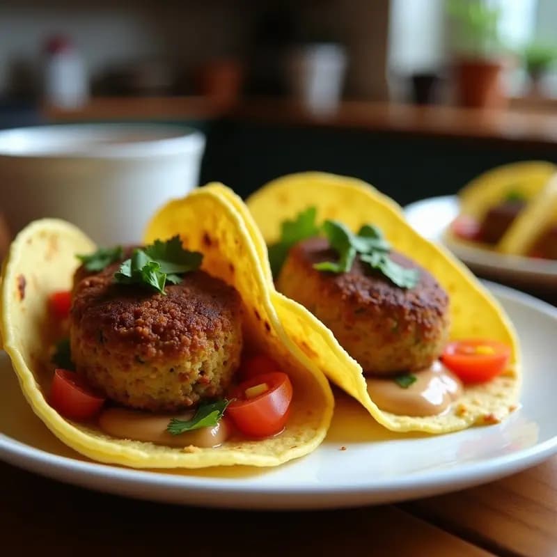 Tacos Árabes de Falafel Crujiente con Salsa de Tahini: Receta Viral en Airfryer y Sin Gluten