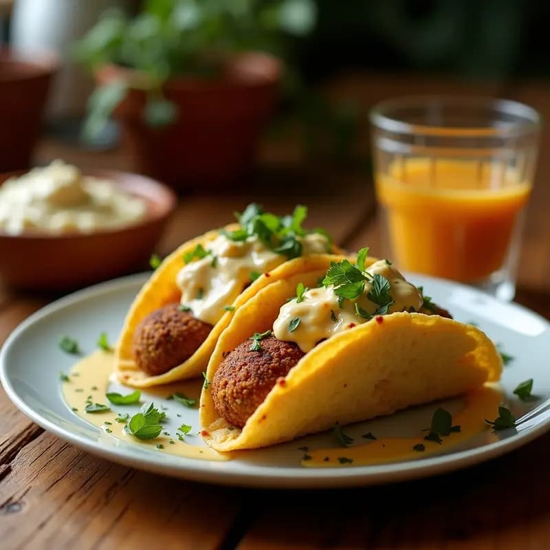 Tacos Árabes de Falafel con Tahini y Granadina: Receta de Oriente Medio en Airfryer