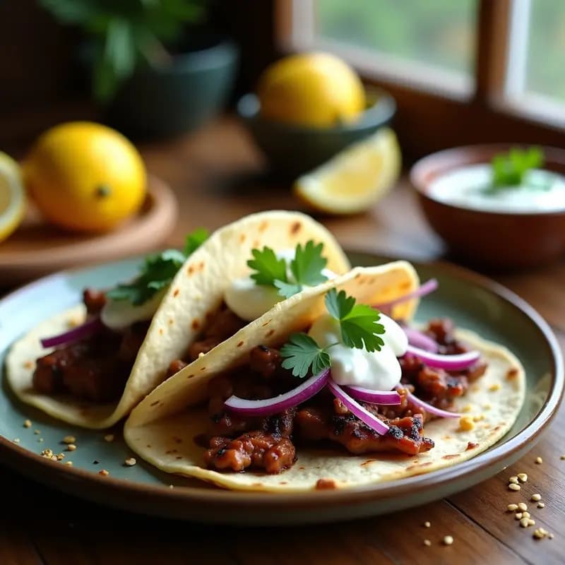 Tacos Árabes de Falda con Salsa de Yogur y Mentol: Receta Mexicana-Libanesa Fusion